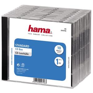 Hama CD box, náhradný obal na 1 CD, priehľadný/čierny, 10 ks