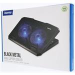 Hama chladiaci stojan pre notebook Black Metal, naklápací, 2 ventilátory, modré podsvietenie, tichý