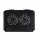 Hama chladiaci stojan pre notebook Black Metal, naklápací, 2 ventilátory, modré podsvietenie, tichý