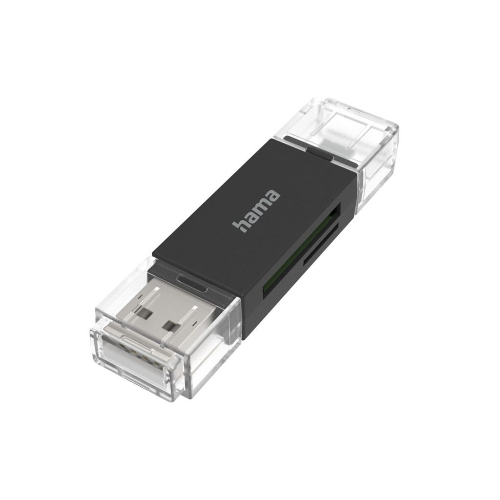 Hama čítačka kariet OTG, USB-A, micro USB, USB 2.0, čierna