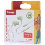 Hama Curly, USB-C slúchadlá s mikrofónom, štuple, zelená