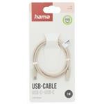 Hama Fabric, USB-C 2.0 kábel, 1 m, opletený, béžový