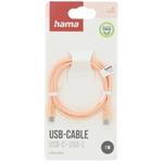 Hama Fabric, USB-C 2.0 kábel, 1 m, opletený, oranžový