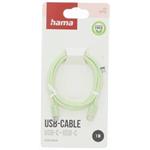 Hama Fabric, USB-C 2.0 kábel, 1 m, opletený, zelený