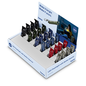 Hama FL4, LED baterka s otváračom na fľaše, karabínka, batérie, 24 ks v displeji