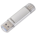 Hama Flash Pen Laeta, USB-C/USB-A 3.1, 128 GB, 40 MB/s, strieborný