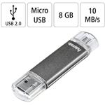 Hama flashpen "Laeta Twin" OTG 8GB, USB, šedý