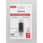 Hama flashPen Laeta Twin, USB 3.0, 128 GB, 40 MB/s, čierny