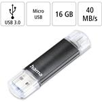 Hama flashPen Laeta Twin, USB 3.0, 16 GB, 40 MB/s, čierny