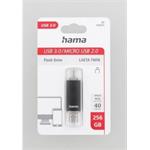 Hama flashPen Laeta Twin, USB 3.0, 256 GB, 40 MB/s, USB-A - micro USB