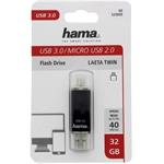 Hama flashPen Laeta Twin, USB 3.0, 32 GB, 40 MB/s, čierny