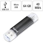 Hama flashPen Laeta Twin, USB 3.0, 64 GB, 40 MB/s, čierny