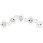 Hama flexibilný predlžovací prívod, 5x zásuvka SCHUKO, 2x USB-A, 1,40 m