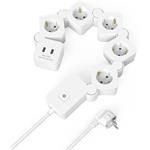 Hama flexibilný predlžovací prívod, 5x zásuvka SCHUKO, 2x USB-A, 1,40 m