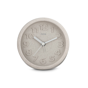 Hama Fuerteventura, budík, priemer 12 cm, 3D číslice, tichý, z 20% pšeničnej slamy, béžový