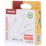 Hama Glow II, slúchadlá s mikrofónom Lightning, kôstky, biele