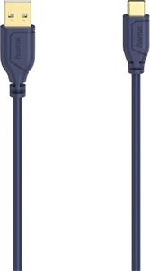 Hama kábel Flexi-Slim, USB-C 2.0 typ A-C, prepojovací 0,75 m, modrý