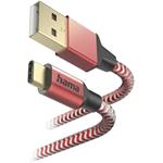 Hama kábel Reflective USB-C 2.0 typ A-C 1,5 m, červená