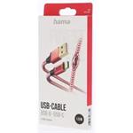 Hama kábel Reflective USB-C 2.0 typ A-C 1,5 m, červená