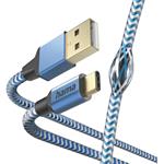 Hama kábel Reflective USB-C 2.0 typ A-C 1,5 m, modrý