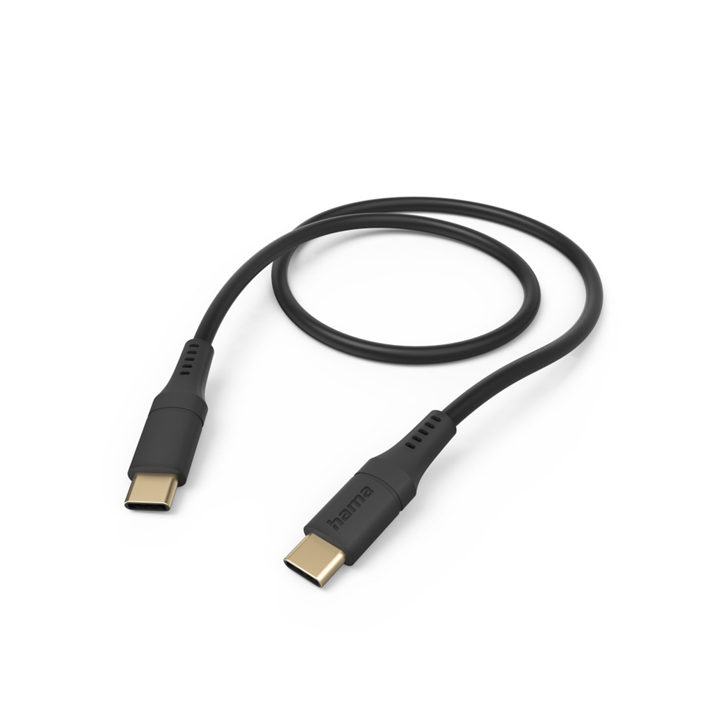 Hama kábel USB-C 2.0 typ C-C 1,5 m Flexible, silikónový, čierny