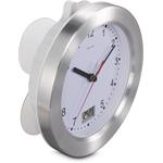 Hama Mauritius, hodiny do kúpeľne, priemer 17 cm, teplomer, prísavky, tichý chod, hliníkové