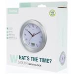 Hama Mauritius, hodiny do kúpeľne, priemer 17 cm, teplomer, prísavky, tichý chod, hliníkové