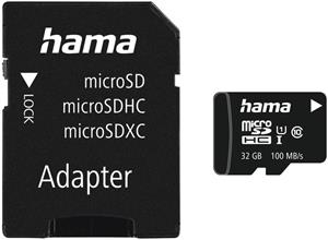 Hama microSDHC 32GB Class 10 UHS-I 100 MB/s + Adapter/Foto