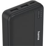 Hama Pocket 10, powerbanka 10000 mAh, 2,1 A, výstup: 2x USB-A, čierna
