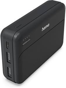 Hama Pocket 10, powerbanka 10000 mAh, 2,1 A, výstup: 2x USB-A, čierna