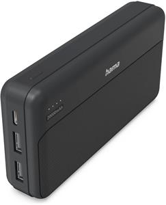 Hama Pocket 20, powerbanka 20000 mAh, 2,1 A, výstup: 2x USB-A, čierna