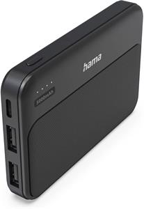 Hama Pocket 5, powerbanka 5000 mAh, 2,1 A, výstup: 2x USB-A, čierna