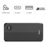 Hama powerbanka 20000 mAh, 3 A, 15 W, výstup: 2x USB-C, 1x USB-A, LED displej