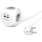 Hama predlžovací prívod kocka, 3x zásuvka schuko, 2x USB-C, 2x USB-A, 1,4 m