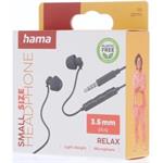 Hama Relax, slúchadlá s mikrofónom, mini štuple, čierne