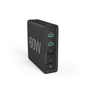 Hama rýchla stolná USB nabíjačka so stojančekom, 2x USB-C PD/QC, 2x USB-A, 60 W