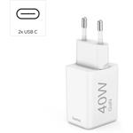 Hama rýchla USB nabíjačka, 2x USB-C PD/QC, 40 W, super-mini