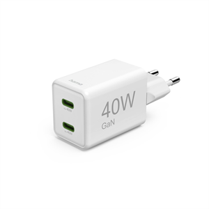 Hama rýchla USB nabíjačka, 2x USB-C PD/QC, 40 W, super-mini