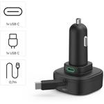 Hama rýchla USB nabíjačka do vozidla, 2x USB-C, PD 30 W, navíjací kábel