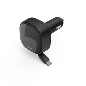 Hama rýchla USB nabíjačka do vozidla, 2x USB-C, PD 30 W, navíjací kábel