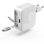 Hama rýchla USB nabíjačka GaN 2x USB-C, PD 30 W, navíjací kábel