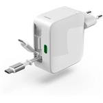 Hama rýchla USB nabíjačka GaN 2x USB-C, PD 65 W, navíjací kábel