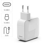 Hama rýchla USB nabíjačka GaN 2x USB-C, PD 65 W, navíjací kábel