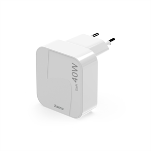 Hama rýchla USB nabíjačka GaN, 2x USB-C PD/QC 40 W, skladacia