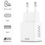 Hama rýchla USB nabíjačka USB-C + USB-A, PD/QC, 20 W