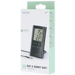 Hama T-350, digitálny teplomer, meranie vnútornej/vonkajšej teploty, senzor na kábli 150 cm, čierny