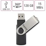 Hama USB 2.0 Flash Drive Rotate, 128 GB, 15 MB/s, čierna/strieborná