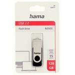 Hama USB 2.0 Flash Drive Rotate, 128 GB, 15 MB/s, čierna/strieborná