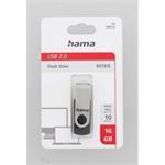 Hama USB 2.0 Flash Drive Rotate, 16 GB, 10 MB/s, čierna/strieborná