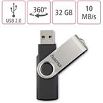 Hama USB 2.0 Flash Drive Rotate, 32 GB, 10 MB/s, čierna/strieborná